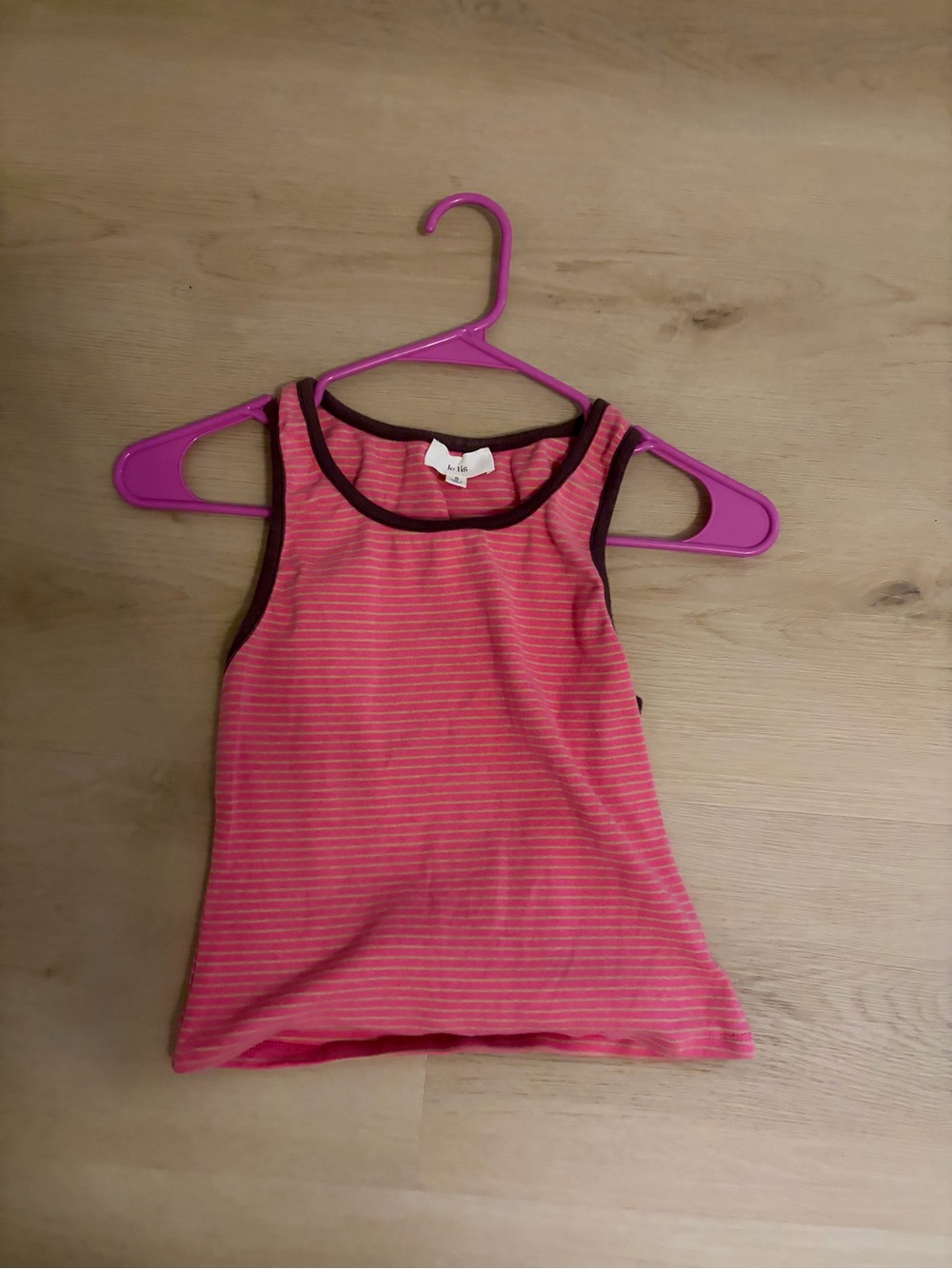 Le Lis Pink Striped Tank with Dark Brown Trim